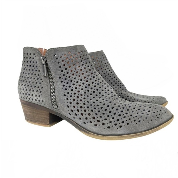 LUCKY BRAND Bayley Gray Perforated Ankle Boot Bootie 8.5 - Picture 1 of 11